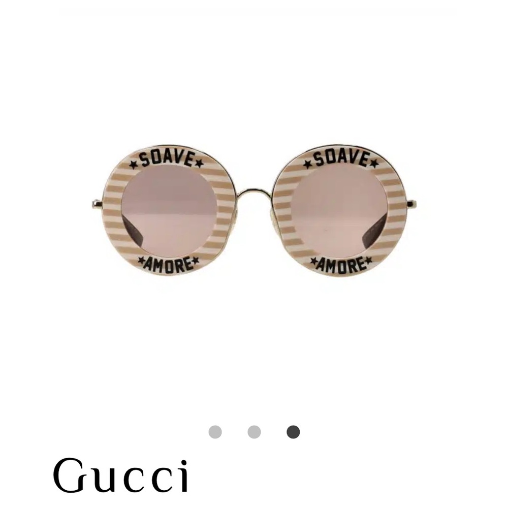 Gucci Women's Soave Amore Striped Round Acetate Sunglasses - Brand New with case - Picture 15 of 16